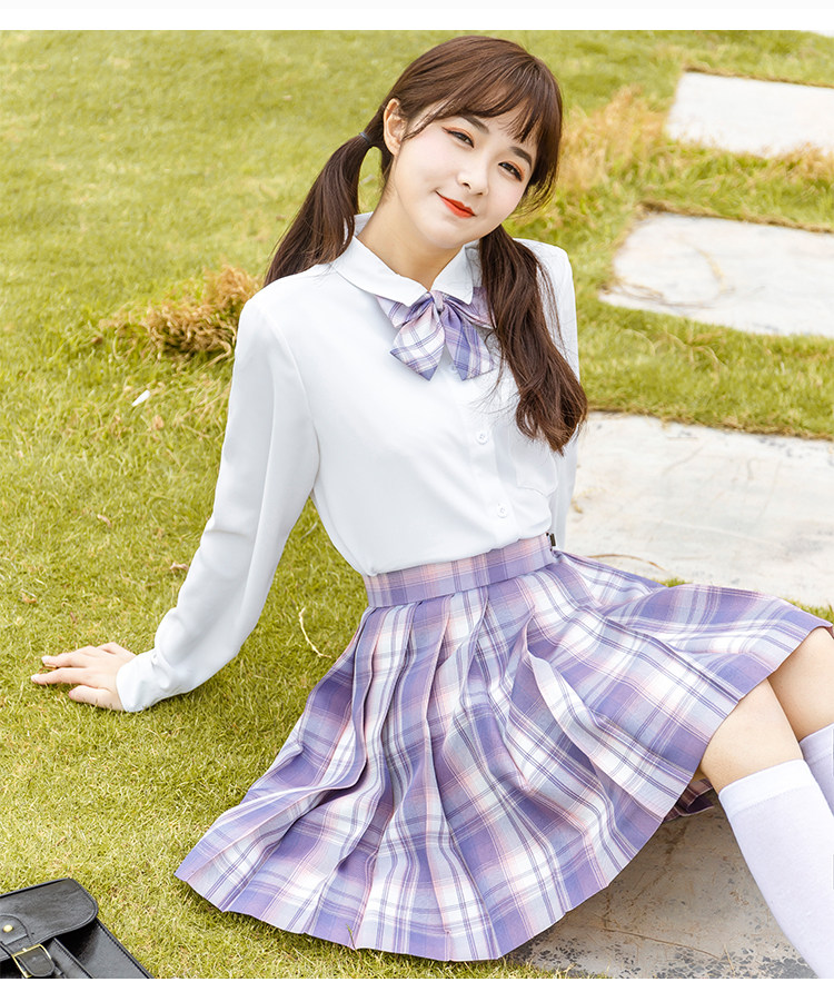 实拍芋泥蛋糕jk制服正版格子裙现货百褶裙春夏季学院风学生半身裙