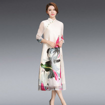 Guqin performance suit spring new improved Cheongsam printing loose slim womens dress