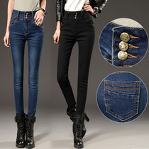  2021 spring and autumn new jeans womens small feet trousers slim high waist elastic tight skinny all-match pencil pants