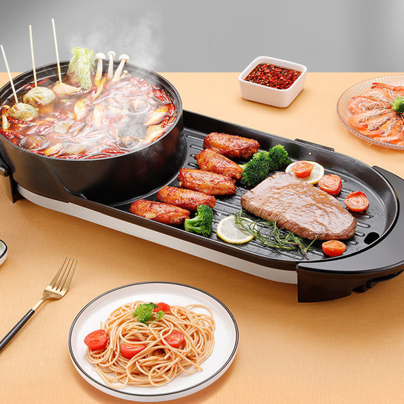 家用多功能涮烤一体鸳鸯锅6l