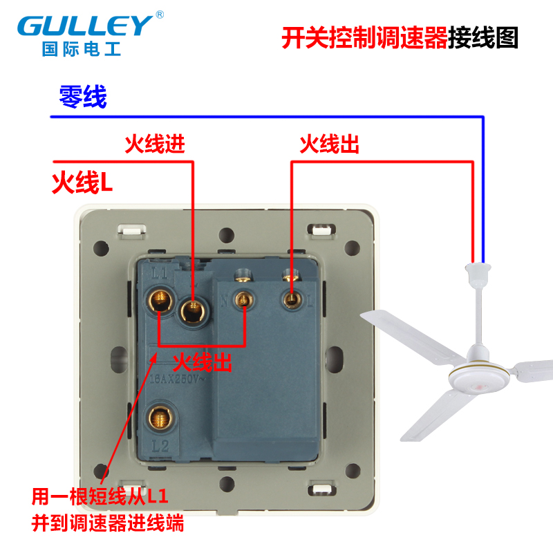86 concealed fan, electrodeless speed control switch panel, ceiling fan governor, one on, two control, with governor, gold