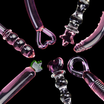 Crystal glass Pink Male and female masturbator Vestibular bead glass Anal plug sex tool Adult products