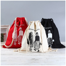 Spot drawstring canvas bag student make-up package for men and women sports travel bag advertising cotton bag custom logo