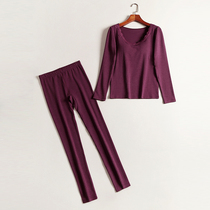 With chest pad thermal underwear set womens autumn and winter no bra plus velvet padded backing autumn trousers slim slim slim