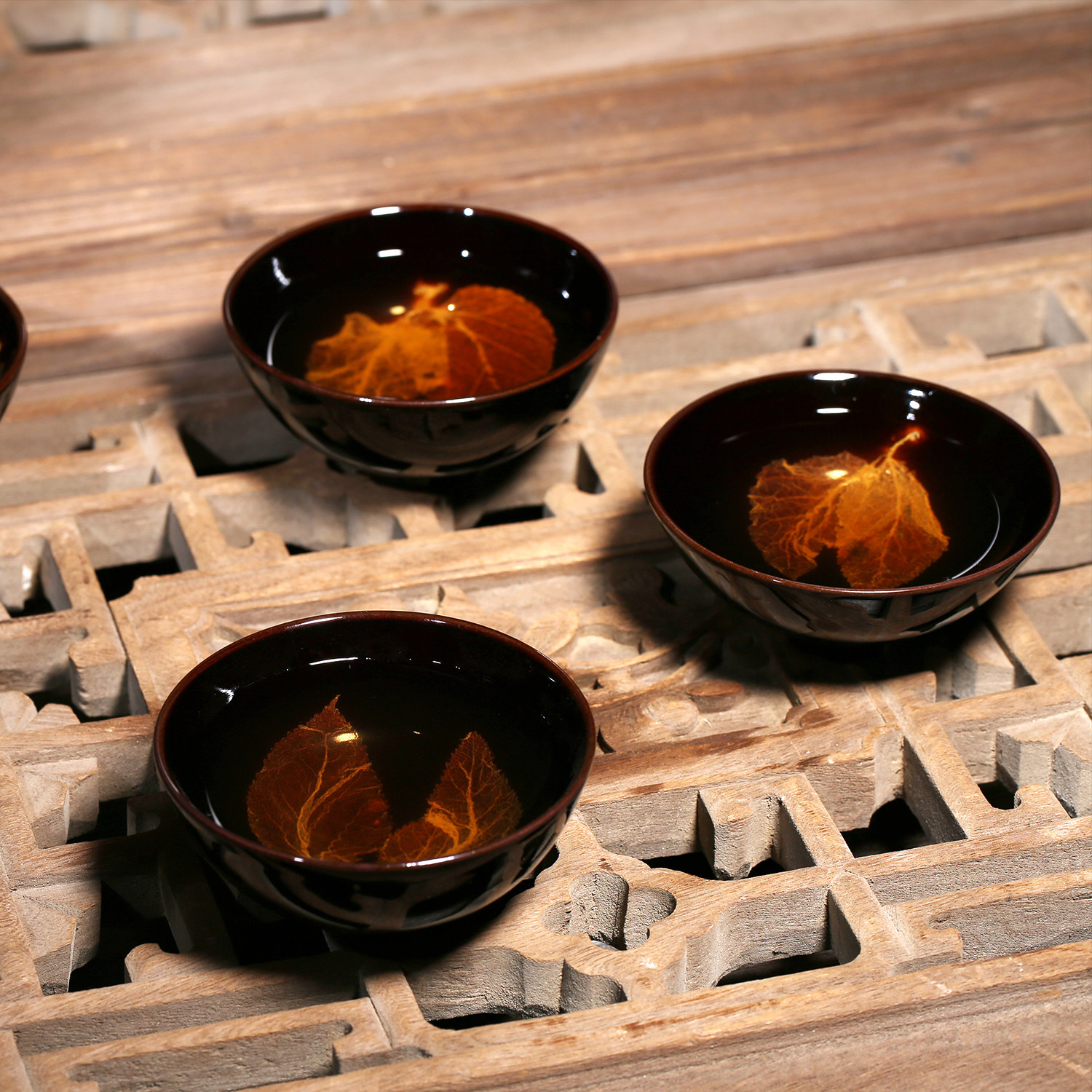 景德镇陶瓷吉州窑木叶天目杯树叶杯黑釉茶盏品茗主人杯建盏木叶杯