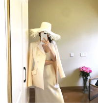 Special 2020 autumn and winter double-breasted blazer version is good to cry obsessed with black white