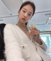 2020 Spring Summer Spot Cardigan Knitted Single Furry Crystal Buckle Cardigan Melting Heart Yarn