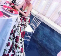 A glance intoxicated incarnation of flowers beauty graceful rose print mopping silk dress dress dress dress