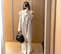 Special spot high-quality craftsmanship pure handmade double-sided cashmere soft gold coat naked pink coat