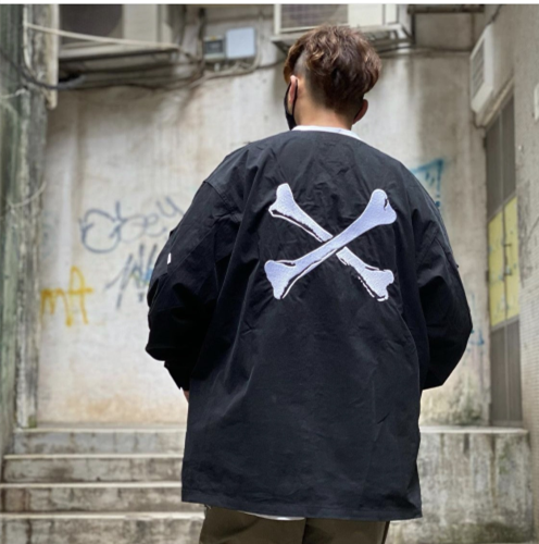 WTAPS SCOUT LS NYCO TUSSAH無領骨頭長袖襯衫男日系Cityboy 22AW-Taobao