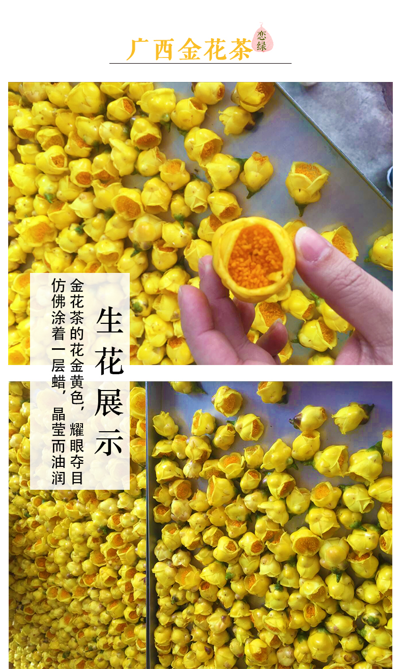恋绿 金花茶 冻干金花茶花朵 广西金花茶特产 20g大玻璃罐_7折现价238