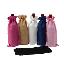 Linen wine bottle bag Bundle cotton linen blind wine tasting bottle cover Neoprene Champagne wine bag Gift wine bag