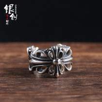 Yinchuang Takahashi cross flower opening ring 925 sterling silver punk male tide personality Zhu Yilong male and female heart