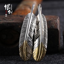 Takahashi goros under gold feather locomotive first gold necklace pendant 925 sterling silver Yu Wenle with handmade men