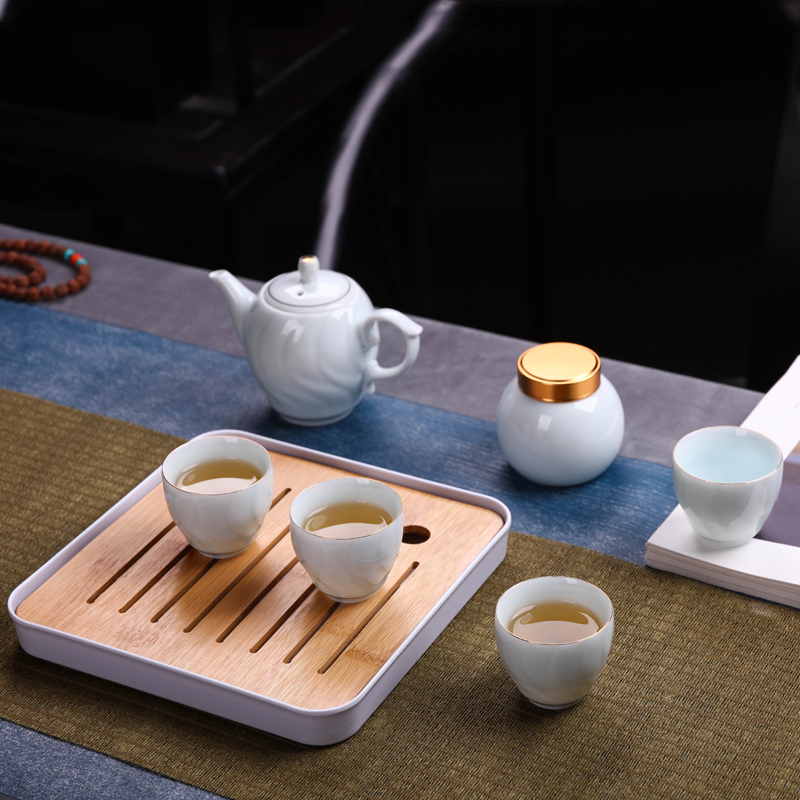Kung fu tea set jingdezhen ceramic household teapot travel portable 7 head up phnom penh of a complete set of tea sets