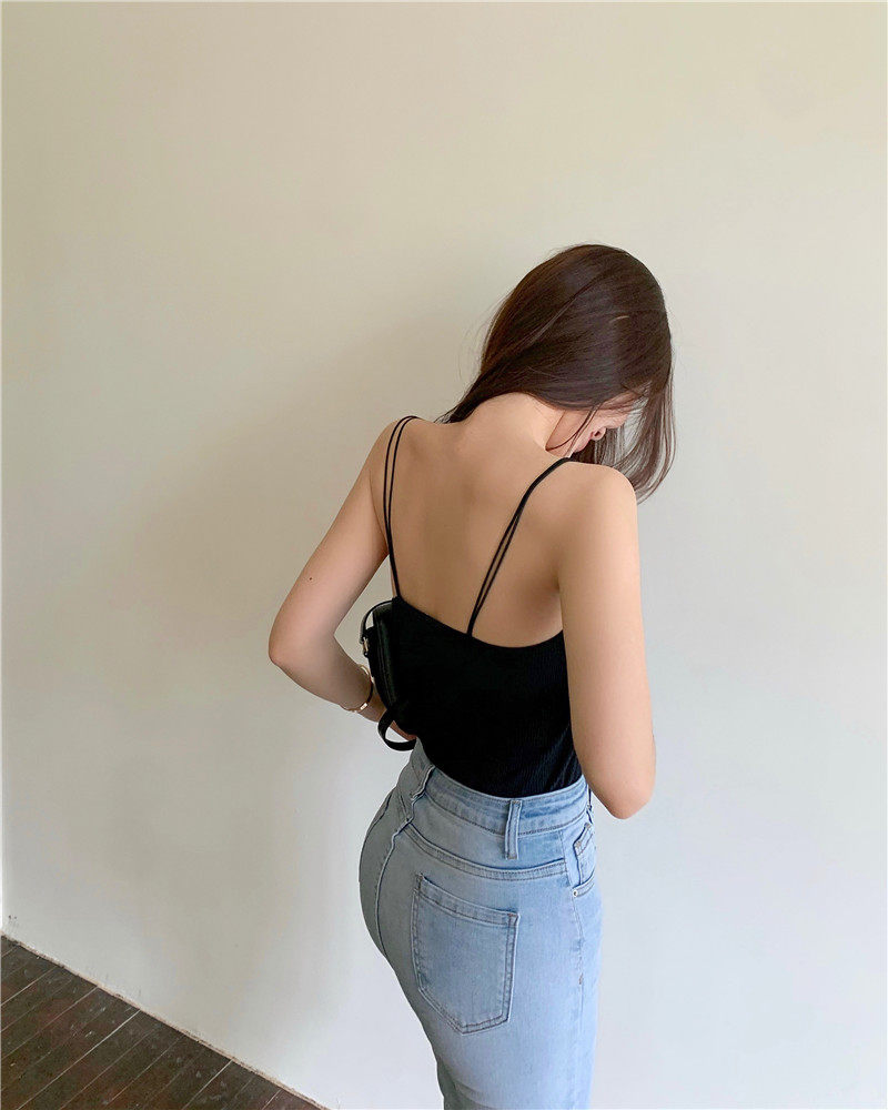 实拍 内搭基础低胸吊带背心女