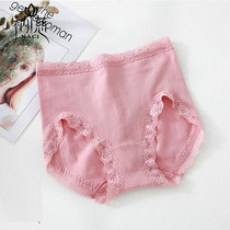 CI large size high waist cotton lace lace cotton breathable womens underwear middle waist triangle shorts head Summer