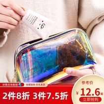 (3 pieces 7 5 fold) transparent cosmetic bag female portable small cosmetic bag travel wash bag large capacity storage bag