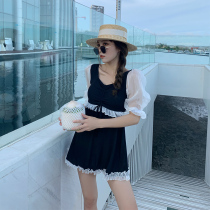 Tao Yao 2021 New Korean ins Wind one-piece dress fairy fan belly thin bubble sleeve student swimsuit