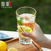 Ya Ji tea set hammer pattern gold glass home drinking water Cup drink cup breakfast milk office water cup set