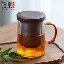 Jacumen Murdoch hammer grain heat resistant glass filter Tea Water separation Puer Tea Cup men and women Handmade Yichinger Purple Sand Cup