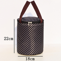 Japanese-style wave point lunch box bag Round round barrel aluminum foil thickened large capacity waterproof portable lunch bag Insulation bucket bag