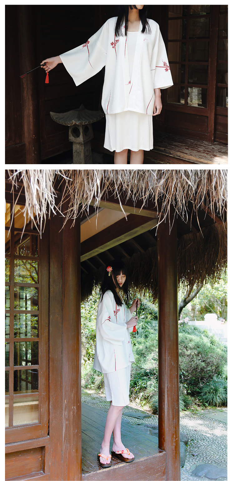 日本短款和服女复古cos正装 樱花 改良传统京都浴衣女学生防晒服