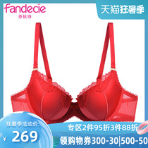 Fendish sexy lace edge ladies underwear on the top of the sexy small chest thick cup red bra FB0963