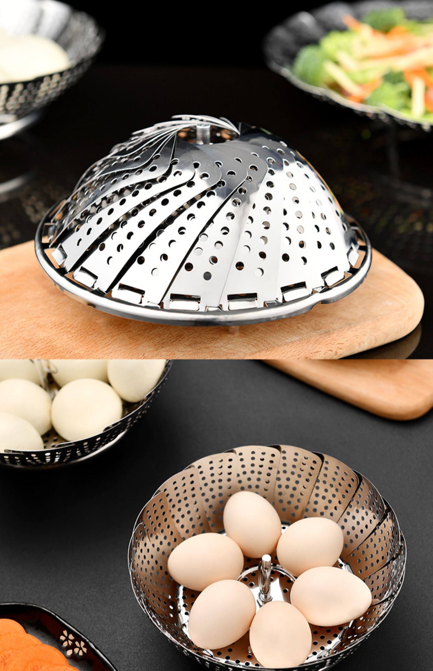 不锈钢蒸架篦子可伸缩百变蒸笼盘家用多功能折叠蒸盘蒸锅笼屉隔水