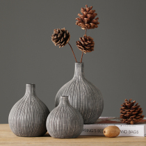 European-style resin vase Modern simple living room gray creative dried flowers Nordic model room flower arrangement crafts ornaments