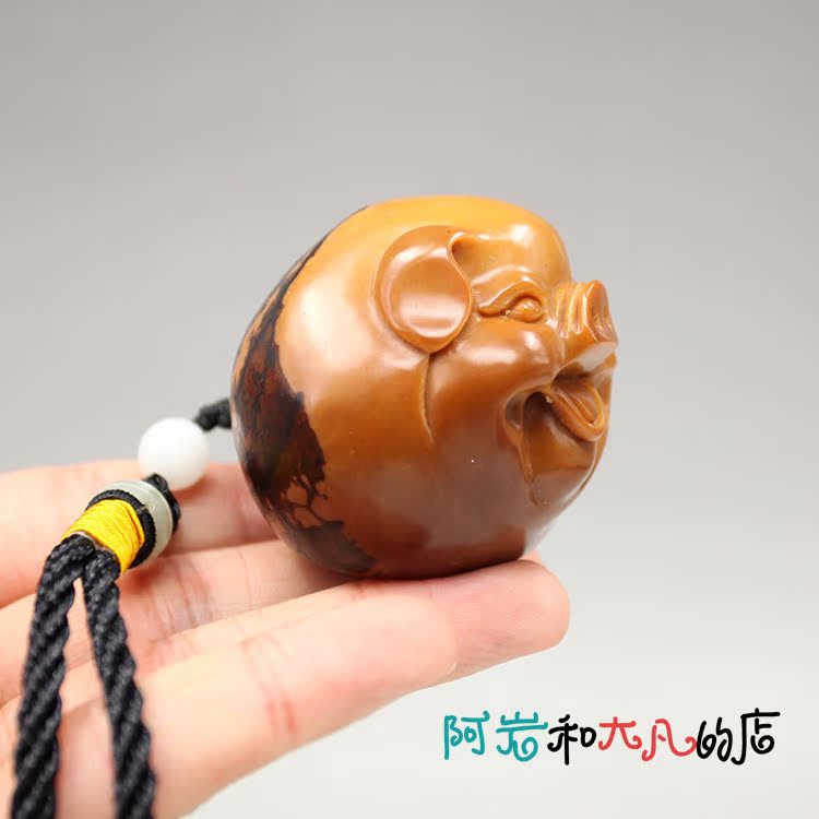 南工精雕象牙果手把件 文玩雕刻 白果风化果 招财猪 ...