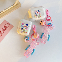 Original ins violent bear pendants Airpods2 protective sleeves apply Pro3 generation of apple headphone shell transparent silicone