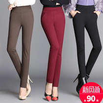 2021 Winter Spring New elastic pants large size small foot pants high waist plus velvet padded pencil pants fashion women pants