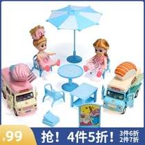 Doudou Elephant 5297 Childrens toy car Home ice cream Ice cream bus Alloy female boy dining car