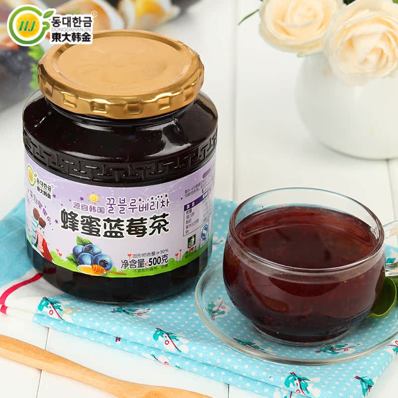 东大韩金蜂蜜蓝莓茶500g 蜜炼果酱水果茶韩国风味夏季冲饮品 包邮产品展示图3