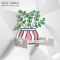 Green plant decoration creative tissue rack cute washcloth rack toilet wall-mounted roll paper storage rack-free hole