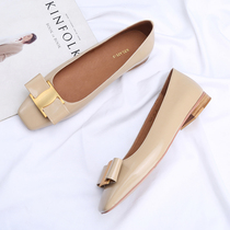 Xu Shunsen Soft Paint Leather Butterfly Shelly Shui - leather Red Ballet Shoes 2022 autumn flat leather Red Head Shoes