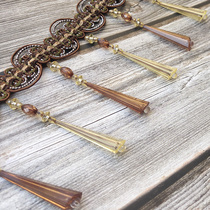 Long curtain lace beads hanging spike Wedding lampshade fabric decoration Crystal hanging beads European window mantle tassel accessories