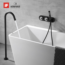 German lion black marble floor-standing bathtub faucet shower vertical concealed into wall toilet