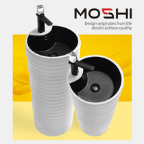 Moshi vertical column washbasin balcony ceramic sink integrated floor-standing washing column basin Hotel