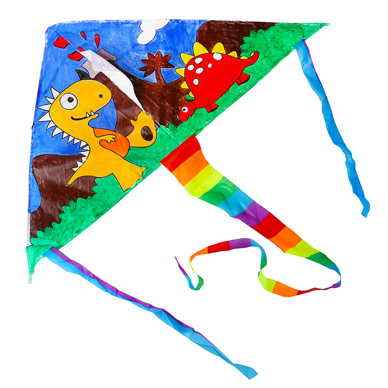 儿童风筝 彩色卡通风筝 白底自己涂色diy大号三角风筝易飞5件包邮