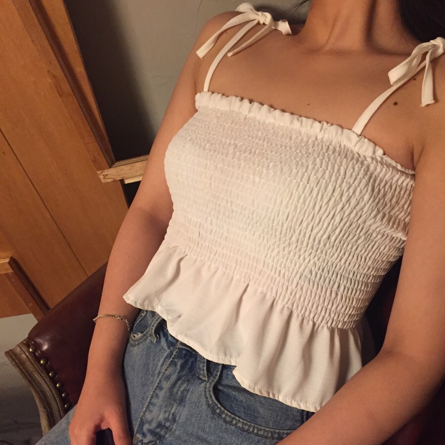 2018新款chc 风抹胸式松紧褶皱 荷叶边打结吊带背心 3色女