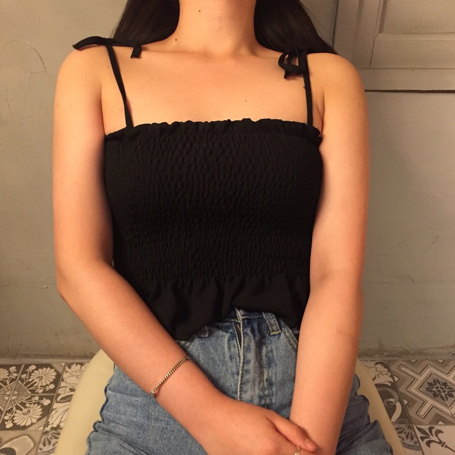 2018新款chc 风抹胸式松紧褶皱 荷叶边打结吊带背心 3色女