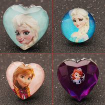 Children's Heart Ring Frozen Ear Clip Anna Sofia Little Princess Cartoon Plastic Ring Pinky Ring Jewelry