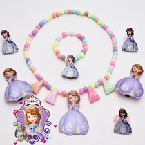 Snow Wonder Princess Sofia Purple Necklace Set Bracelet Ring Earrings Baby Hair Clip Kids Accessories