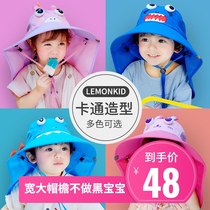 Childrens sunscreen hat anti-ultraviolet sun hat boys summer big brim sun hat girls baby beach hat