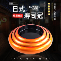 Round sushi crown Sushi bucket Maple leaf gold sushi crown Black sushi plate Sashimi plate Cooking plate Plastic ice plate