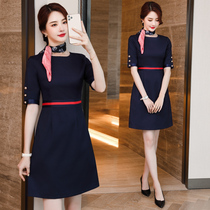 2021 summer flight attendant uniform temperament dress in sleeve female hotel front desk sales department beauty salon work clothes skirt