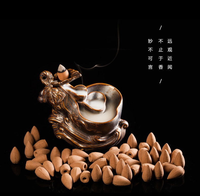 美真香.瀑布倒流香粒沉香老山檀香熏香家用室内塔香艾草印度香薰