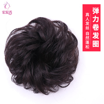 Wig womens curly hair circle Net red hair hair mini real hair bag half ball head flower buds headdress hair bun